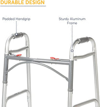 Load image into Gallery viewer, FOLDING WALKER - TWO BUTTON WITH 5: WHEELS