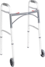 Load image into Gallery viewer, FOLDING WALKER - TWO BUTTON WITH 5: WHEELS