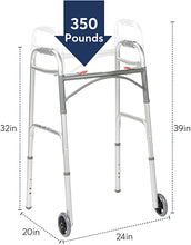 Load image into Gallery viewer, FOLDING WALKER - TWO BUTTON WITH 5: WHEELS